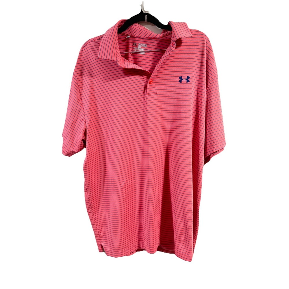 Under Armour HeatGear The Playoff Polo Men's Gray Geometric Shirt 2XL 227
